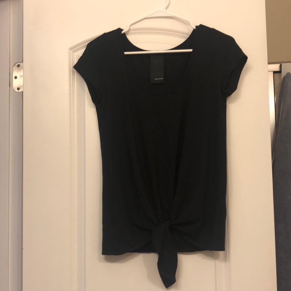 Heather Black Tie Front Shirt